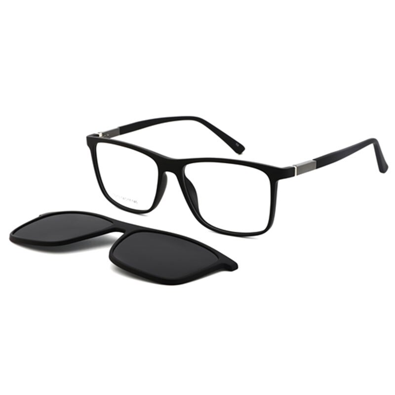 Gafas de sol magnéticas para mujer y hombre, lentes de sol polarizadas cuadradas con Clip 2 en 1 TR90 para pantalla de ordenador,: T6213 C2