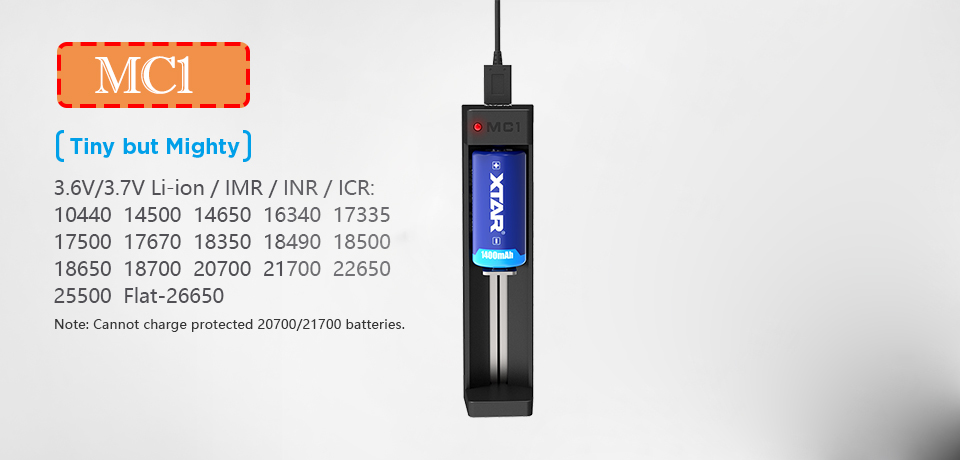 XTAR VC2 VC2 plus VC4 VC2S Colorful VA LCD battery charger for 10440/16340/14500/14650/18350/18500/18650/18700/21700/20700/17500: MC1