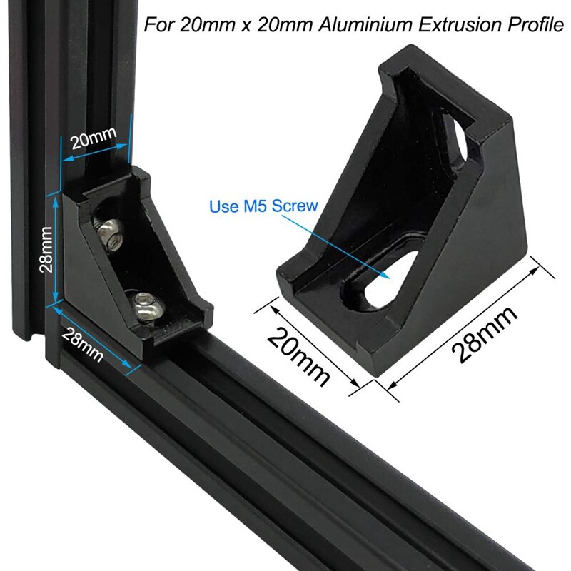 Series Aluminum Profile Connector Set, Angle Bracket, T-Nut , Suitable for Slot 6 mm 20S Aluminum Rail Fitting