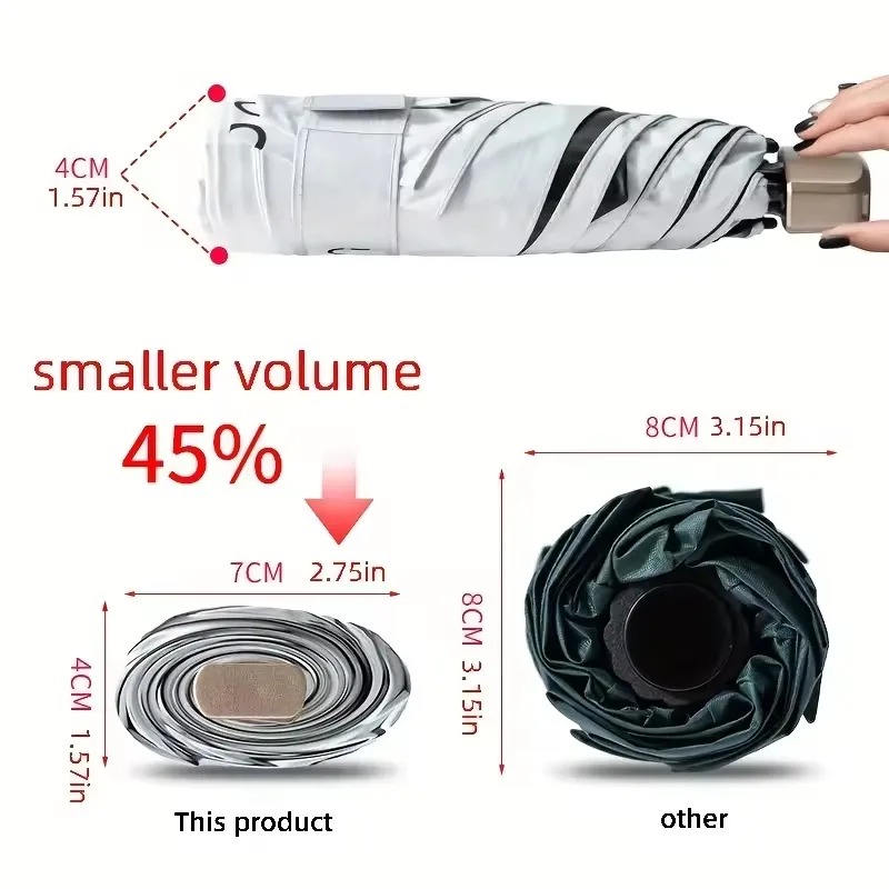 50% Off Mini Sun Umbrella Small Pocket Rain Umbrella Vinyl Folding Umbrella UV Ultraviolet Protection Sun Shade Pocket Parasol