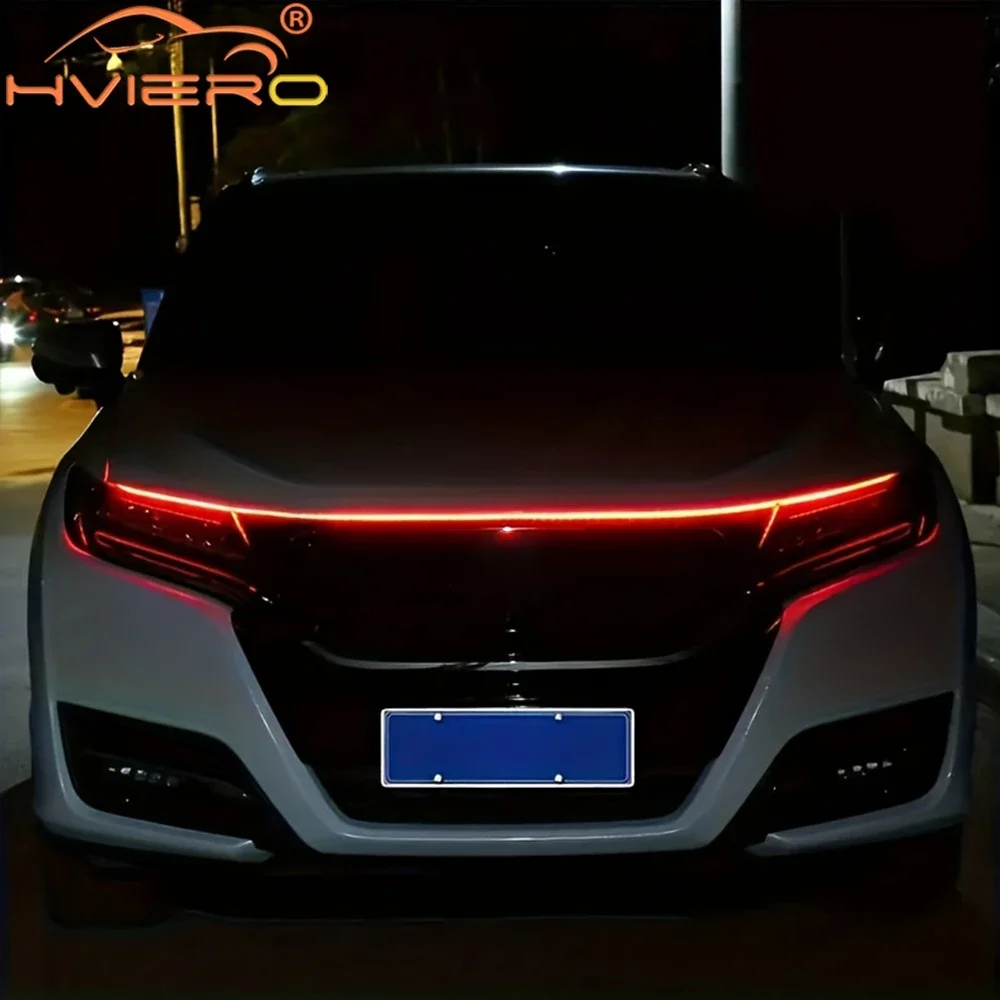 Bil led-lys bar 59in 12v motorhjelm lamper start scanning universel fleksibel auto dekorativ atmosfærisk dynamisk pære tilbehør