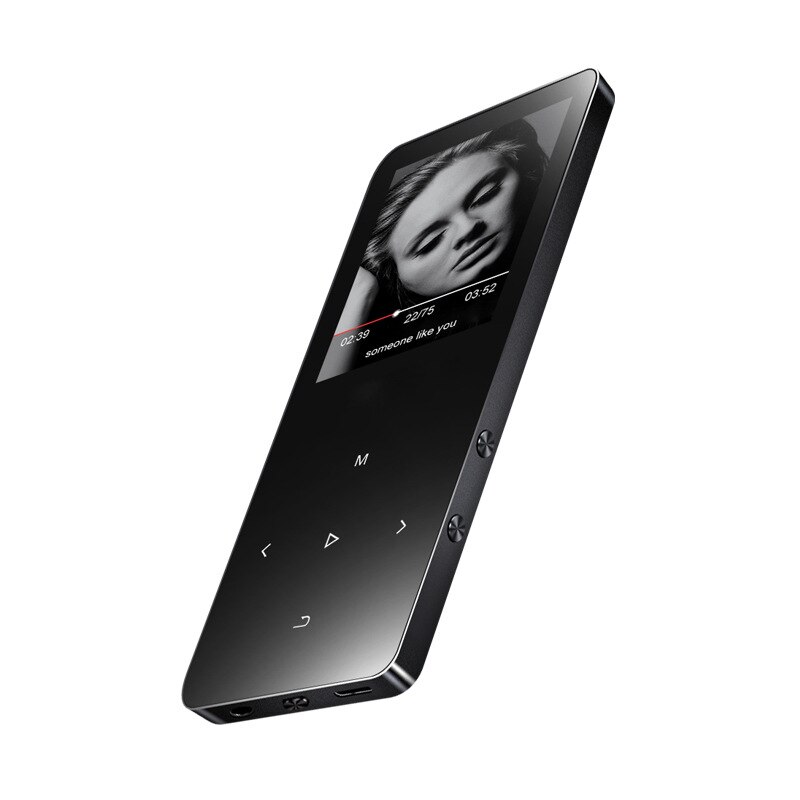 Lecteur MP4 Bluetooth avec lecteur Mp4 en métal média Portable Slim baladeur 8 GB avec touches tactiles écran 1.8 pouces Radio Fm vidéo Mp4: Black
