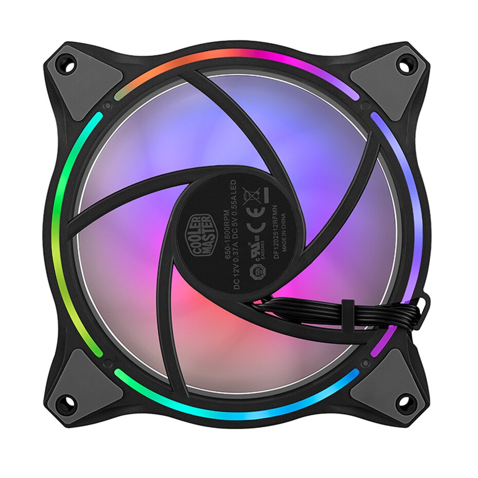 Cooler master  mf120 halo 120mm computer kabinet køleventilator 5v/3 pin adresserbar rgb pwm stille blæser cpu køler udskift blæser
