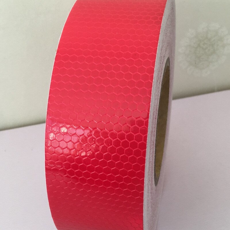 5cm*45m Reflective Material Traffic Road Safety Night Lattice Adhesive Luminous Paper Car Bicycle Warning Reflective Stickers: Red