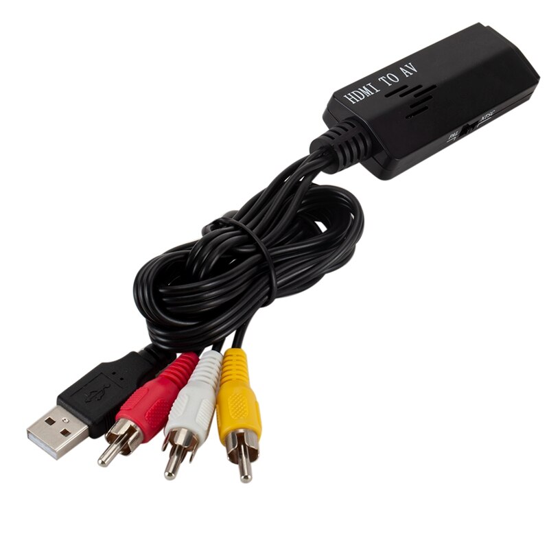 HDMI Naar RCa Kabel, HDMI Naar AV CVBS Converter Adapter Kabel, PAL/NTSC met USB Opladen, ondersteuning 1080P 60Hz Bron Input voor HDTV