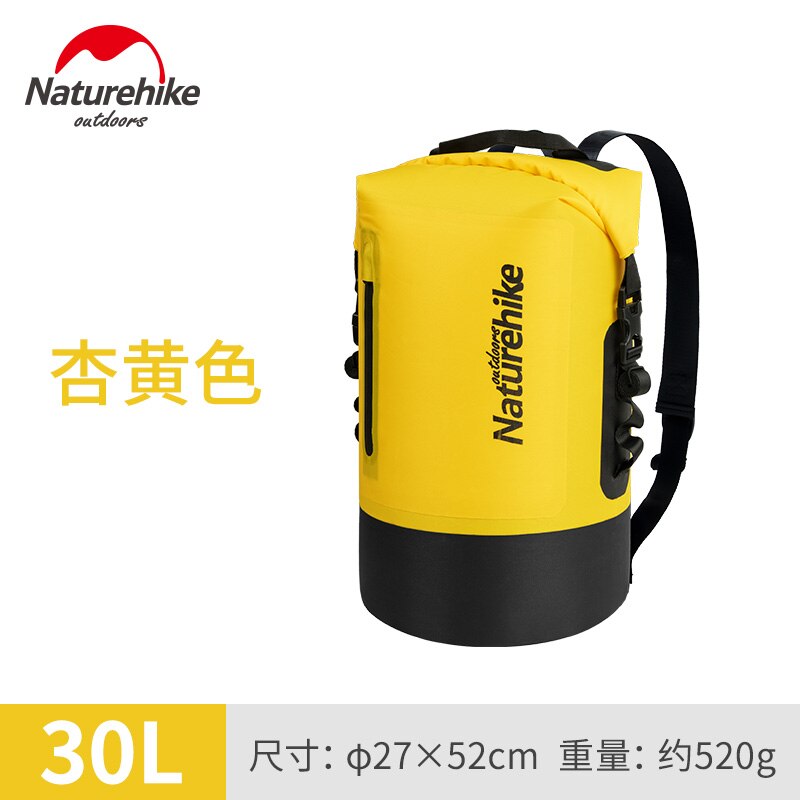 Naturehike vandtæt rygsæk tørtaske 20l 30l 40l pvc sæk, combo tørt vådtæt svømning strandtaske: 30l gule