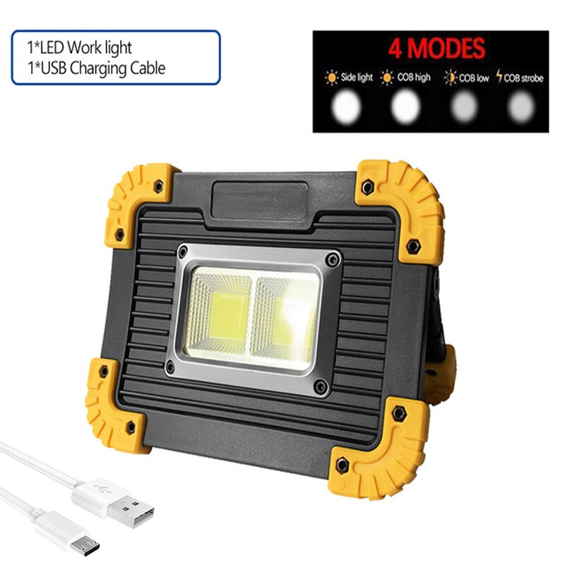100W Portable Spotlight USB Led Work Lamp Worklight Flashlight Rechargeable 18650 Battery Outdoor Camping Emergency Light: TYPE A / with 2 batteries