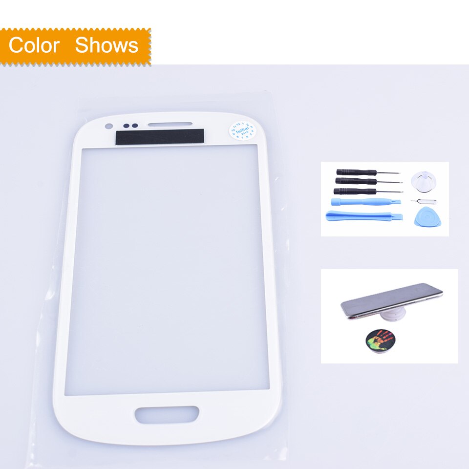 Voor samsung galaxy s iii mini  s3 mini  i8190 touchscreen front glas paneel touchscreen lcd buitenlens gt -i8190 gt-i8190n 4.0 ": Wit met cadeau