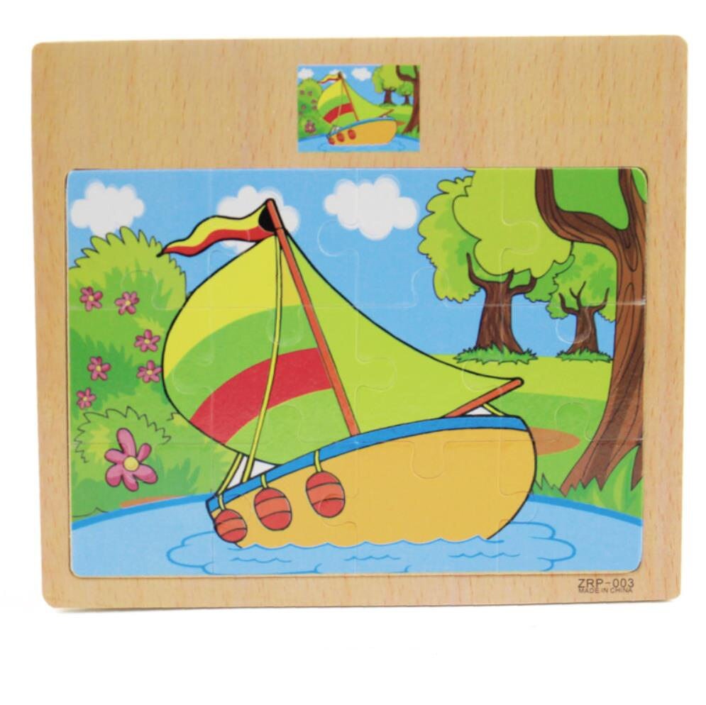 15x17cm Formato Animali di Legno E Auto Puzzl Puzzle Bordo di Giocattoli Per Bambini di Educazione Precoce Interessante Puzzle Di Legno Del Giocattolo: ship