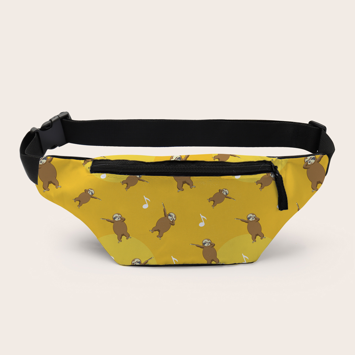 Deanfun 3D Printed Waist Bags Brown Sloth Fanny Pack With Zipper Yellow Pouch Bag For Women D18004: Default Title