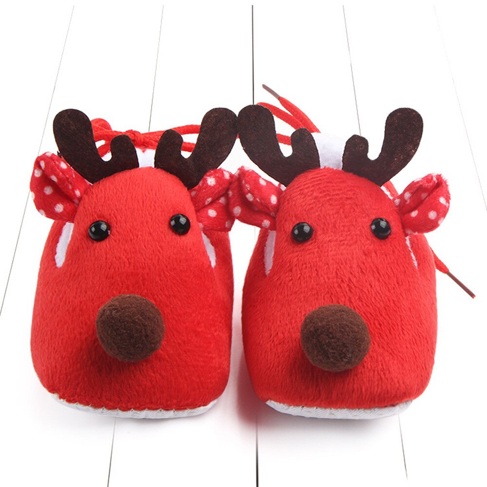 Baby støvler nyfødt dreng pige jul krybbe sko blød sål anti-slip sneakers første vandrere baby sko botte bebe fille: Rød