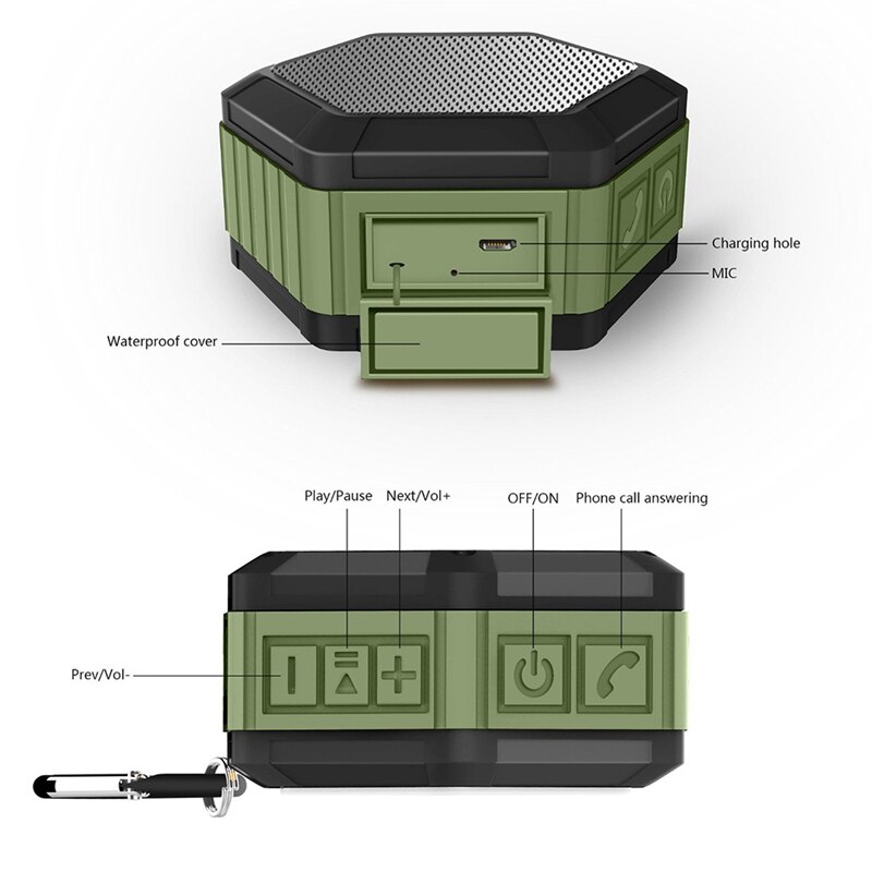 M & J Werk in Water Draagbare Draadloze Bluetooth Speaker Subwoofer Krachtige IP65 Outdoor Sport Mp3 Player Music Speaker Bass