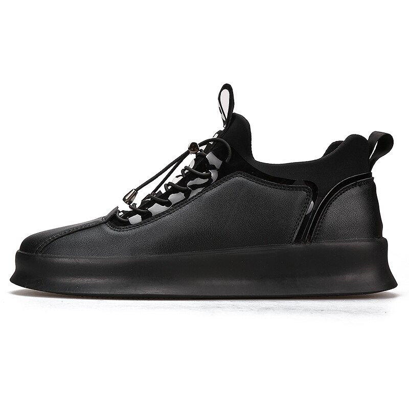 Chaussures de sport de skate pour hommes de de printemps masculine basique talon plat à lacets planche à roulettes en plein air Sneaker: Black / 8