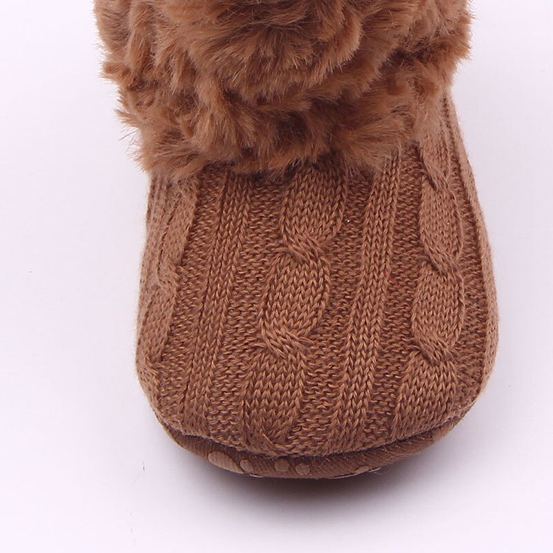 Hiver bébé filles -né infantile bottes premiers marcheurs enfant en bas âge chaussures tricoté antidérapant laine coton couleur unie en peluche cheville