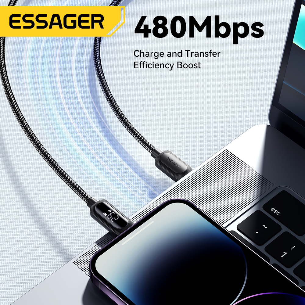 Essager Digital Display Cable USB Type C Cable for iPhone14 13 12 11 Pro Max PD 29W Fast Charging Wire for iPhone Charger Cable