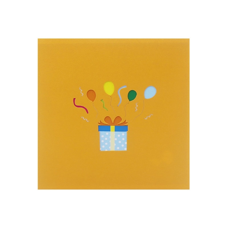 3D Pop-Up Greeting Card for Happy Birthday Cake Box Balloon Wedding Party with Envelope