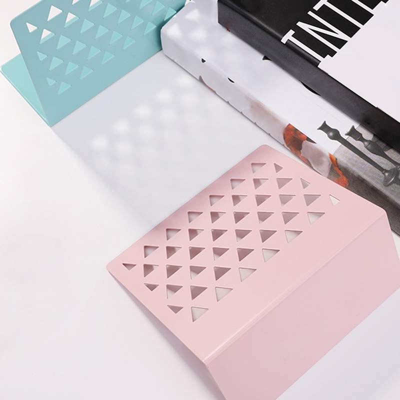 1pcs Metal Hollow Book Stand Library Bookends Supports Office School Supplies Document Holder Shelf Home Office Supplies