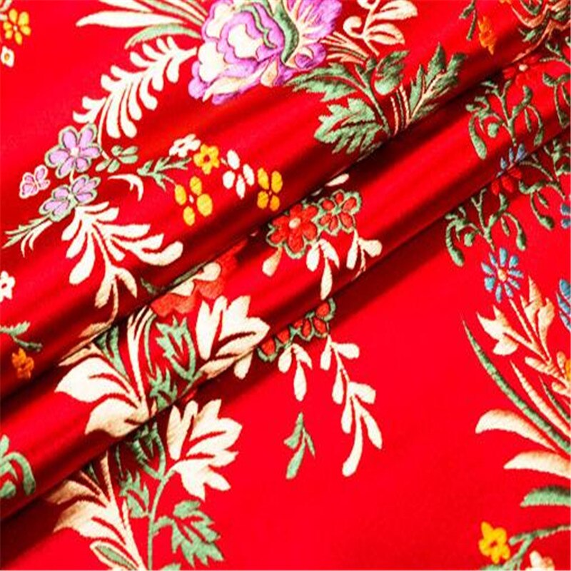 Jacquard Polyester Stoff Brokat Chinesische Blüte Krabbe Apfel Blumen- aufbringen Stoffe Für Herrliche Dame Bekleidung: 1 rot