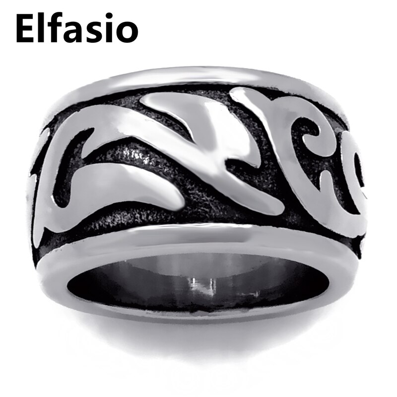 13mm Men's Tribal Tatoo Pattern Solid 316L Stainless Steel Wedding Band Ring Jewelry Size 8-13