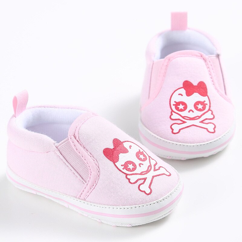baby canvas shoes Halloween Skull Pattern Print infant Soft soled shoes for girls Boys Shallow Casual sneaker 0-18 M: Pink / 3
