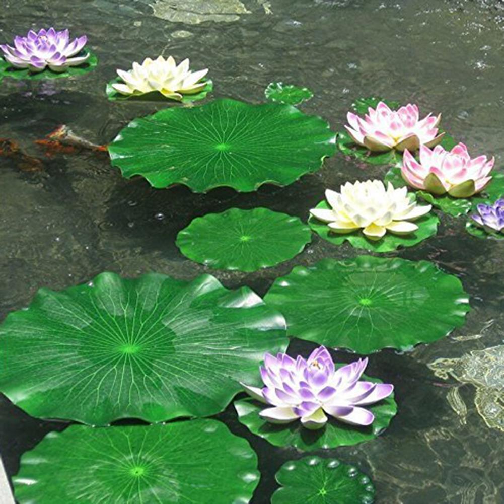 2pcs 10-28cm artificial PE foam lotus leaf water lily floating pool plant aquarium fish pond decoration home garden decoration