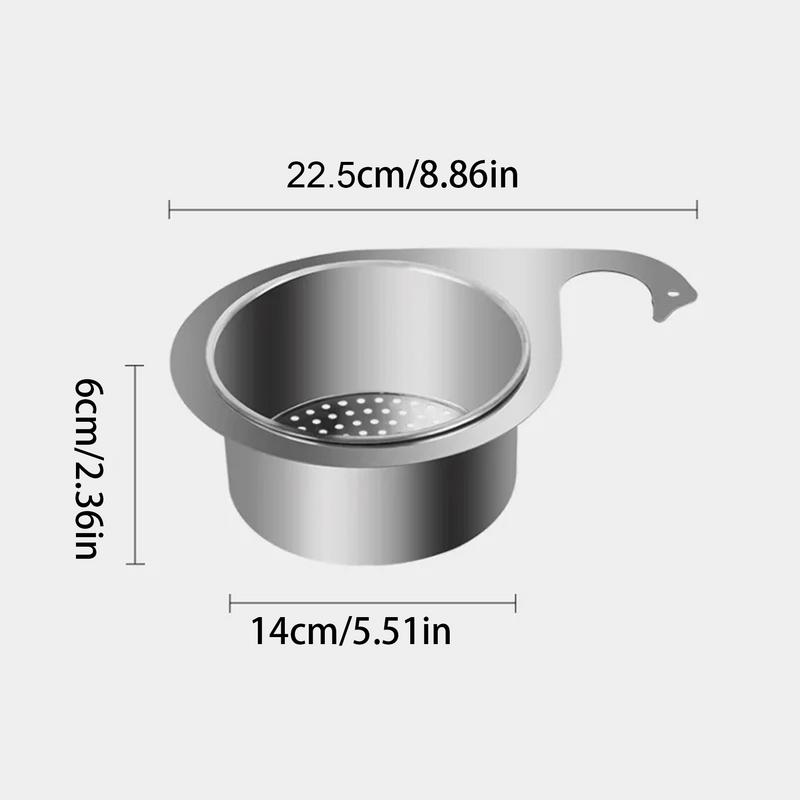 Cesta de drenaje de cisne, fregadero de acero inoxidable, cesta receptora de alimentos, filtro de fregadero de cocina, cesta de drenaje de residuos de fregadero de cocina versátil