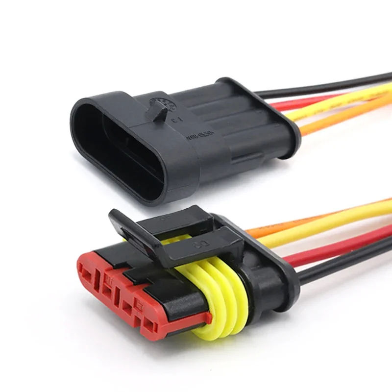 5 conjuntos amp 1p 2p 3p 4p 5p 6p maneira à prova dwaterproof água elétrica auto macho fêmea conector plug com chicote de cabo de fio para carro motocicleta: Marfim / 5-9 Pcs