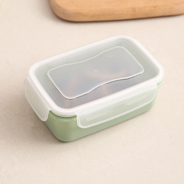 Round Mini Refrigerator Storage Box Kitchen Small Lunch Box Bento Box Plastic Storage Box Rectangular Sealed Box: Light Yellow