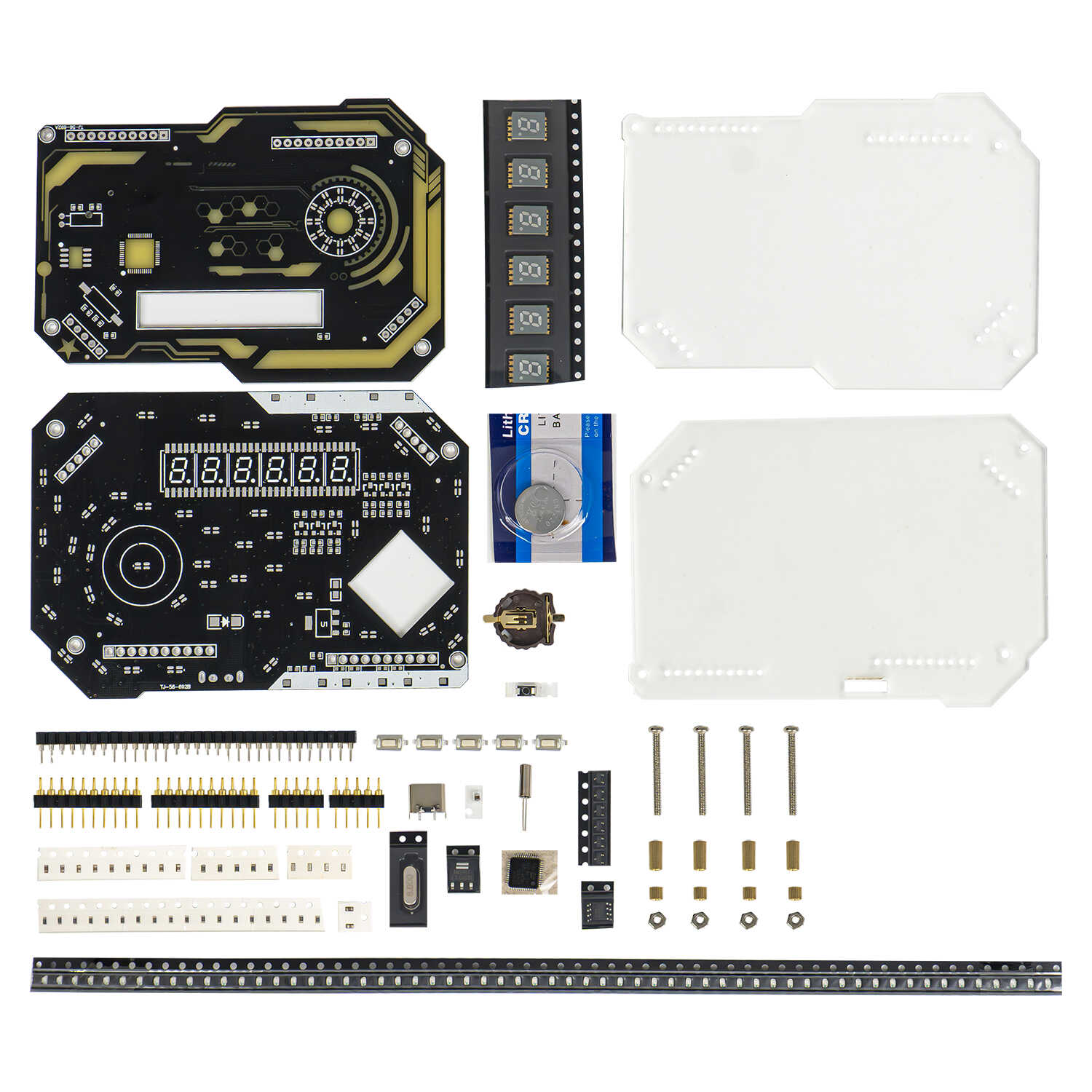 Desktop Digital Clock Electronic DIY Kit Cyberpunk Clock Soldering Fabrication Kit Gaming Desktop Ornament