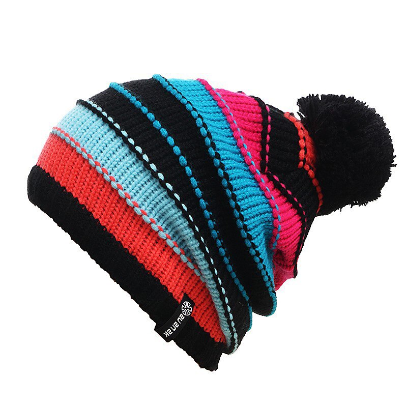 Gorros de Snowboard , lote de gorros de invierno para patinaje, gorros de esquí de punto, gorros y gorros para hombres y mujeres, gorras de Hip Hop: Black