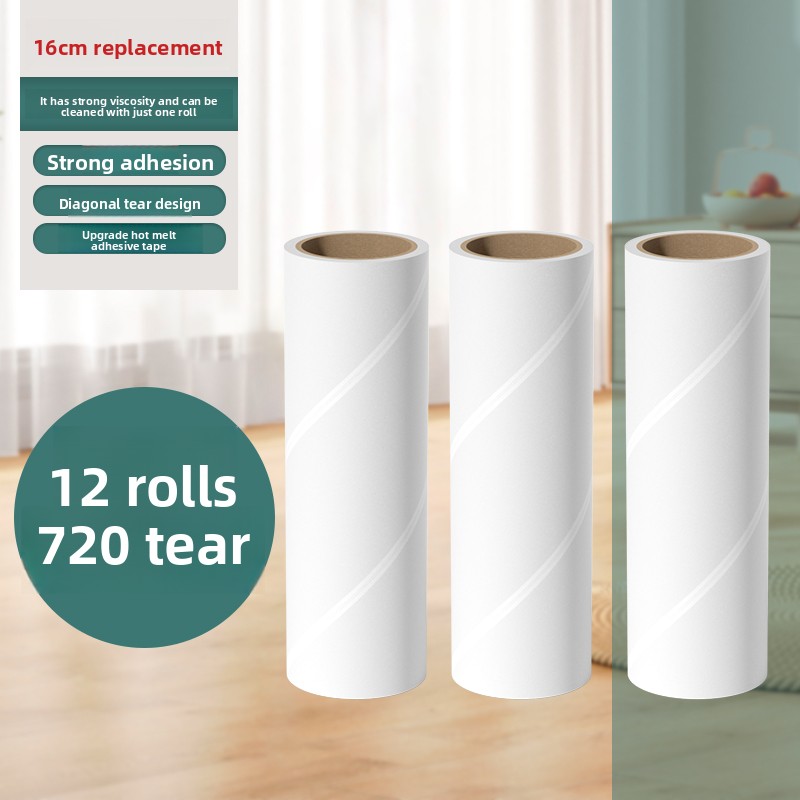 Long Pole Stiy Hair Remover Roller Large Size Tearable Paper Bed Hair Roller Bru Floor Hair Wheel Household Cleaning Tool: 16cm universal replacement core 12 rolls of paper (720 tears in total)