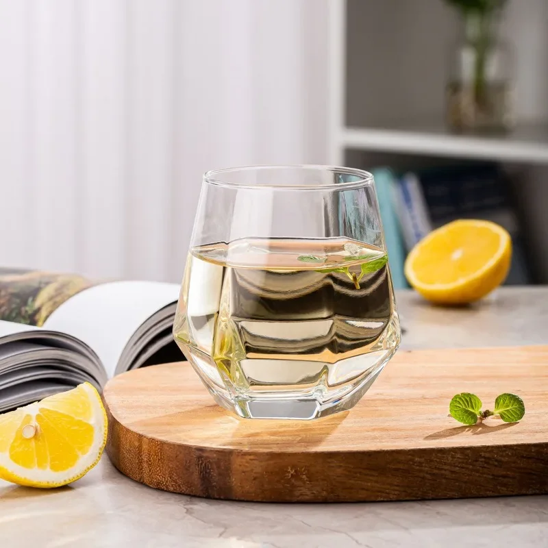 300ml Hexagonal Edge Wine Glasses Transparent Cocktail Glass Party Bar Club Banquet Drinking Ware Champagne Lemon Water Cup: Blue