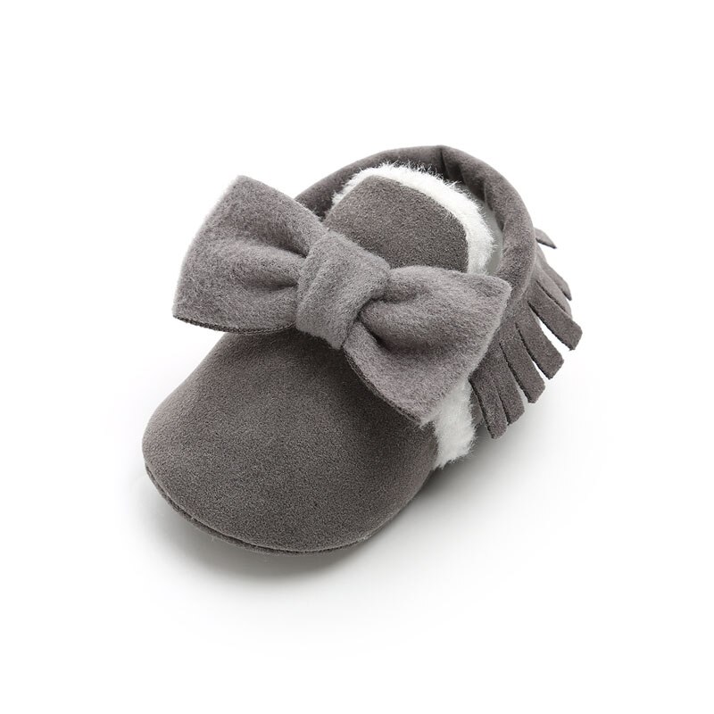 Wonbo söt rosett baby flickor vinter tossor spädbarn småbarn skor baby mockasiner första walkers: Modell 2 / 3