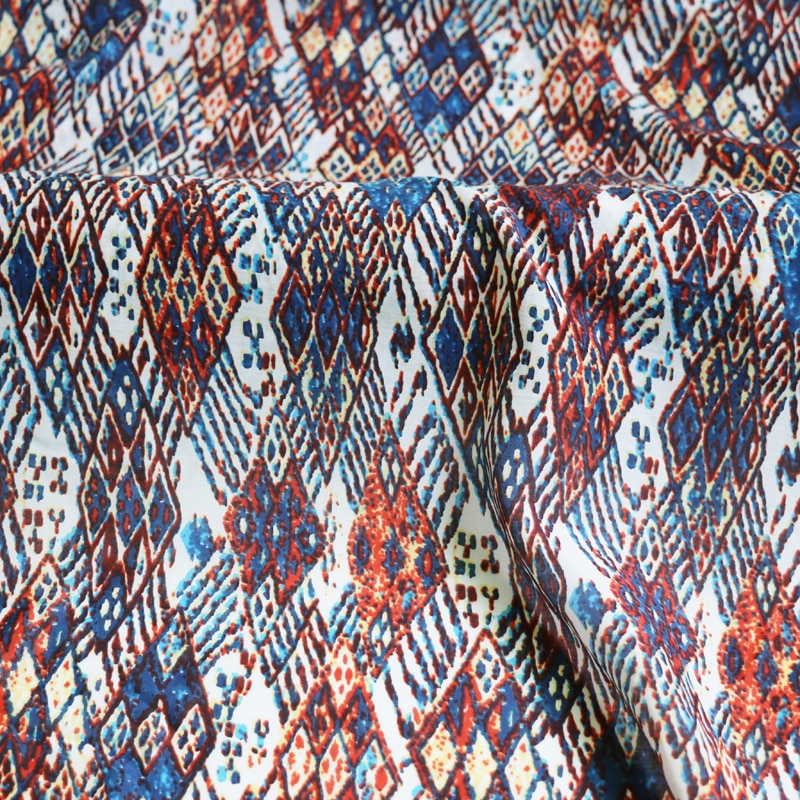 100cm*140cm geometrisk silke materiale blødt natur bomulds silke stof boheme