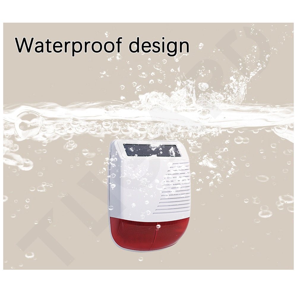 TUGARD SN40-sirena Solar inalámbrica para exteriores, luz estroboscópica de Flash, impermeable, sistema de alarma antirrobo de seguridad para el hogar, 433MHz