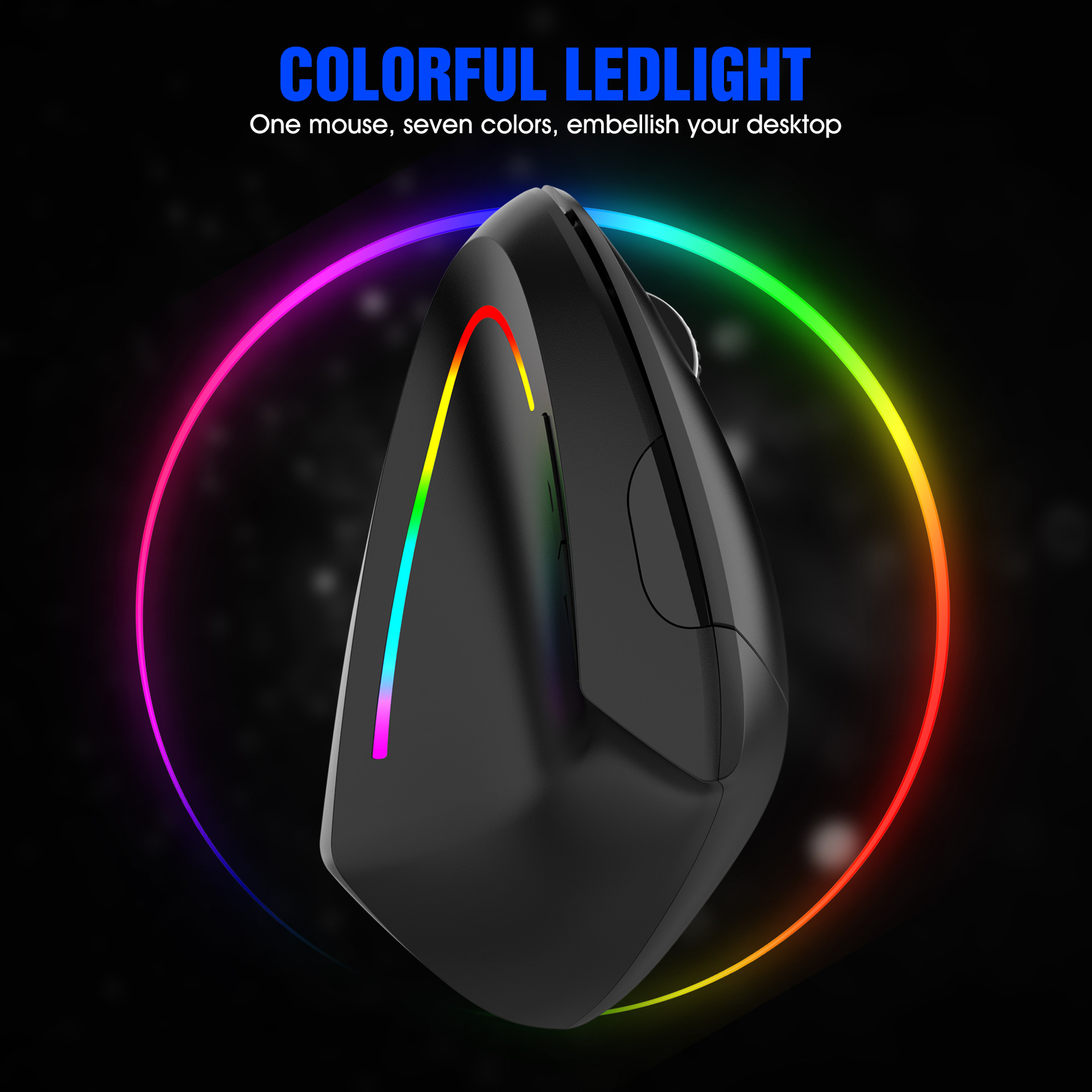 Wireless Vertical Mouse Bluetooth 2.4G Dual Mode 6 Keys Ergonomic 2400 DPI RGB Backlight Type C Muted Click Gaming H1
