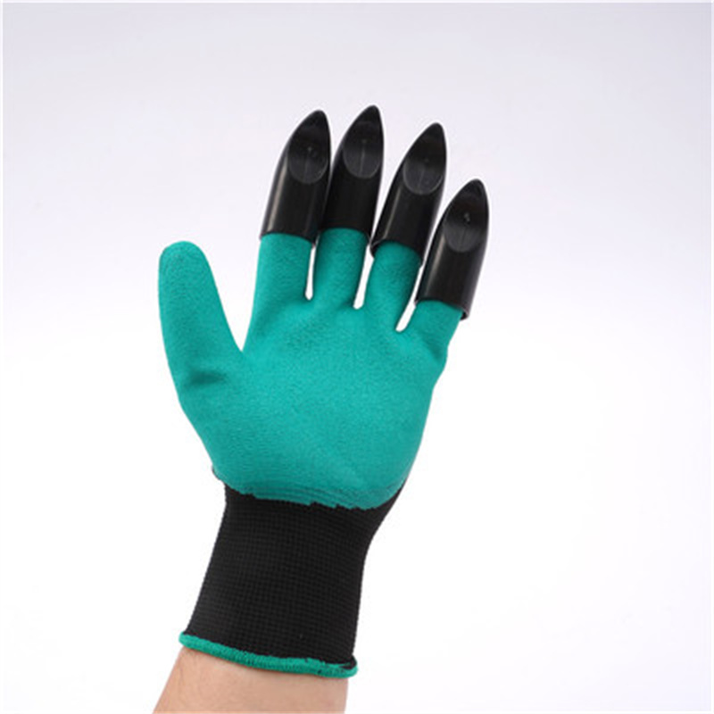 4/8 ABS Plastic Hand Claw Waterproof Garden Rubber Gloves Gardening Digging Planting Durable Work Glove Outdoor Gadgets 70%: Blue 4 Claw