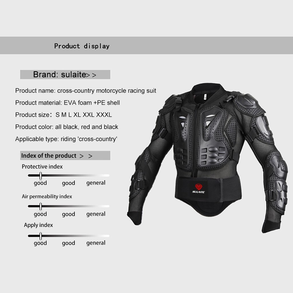 Armadura de cuerpo completo para Motocross, chaqueta de motocicleta con protección para el cuello, traje de equipo de protección para moto # K