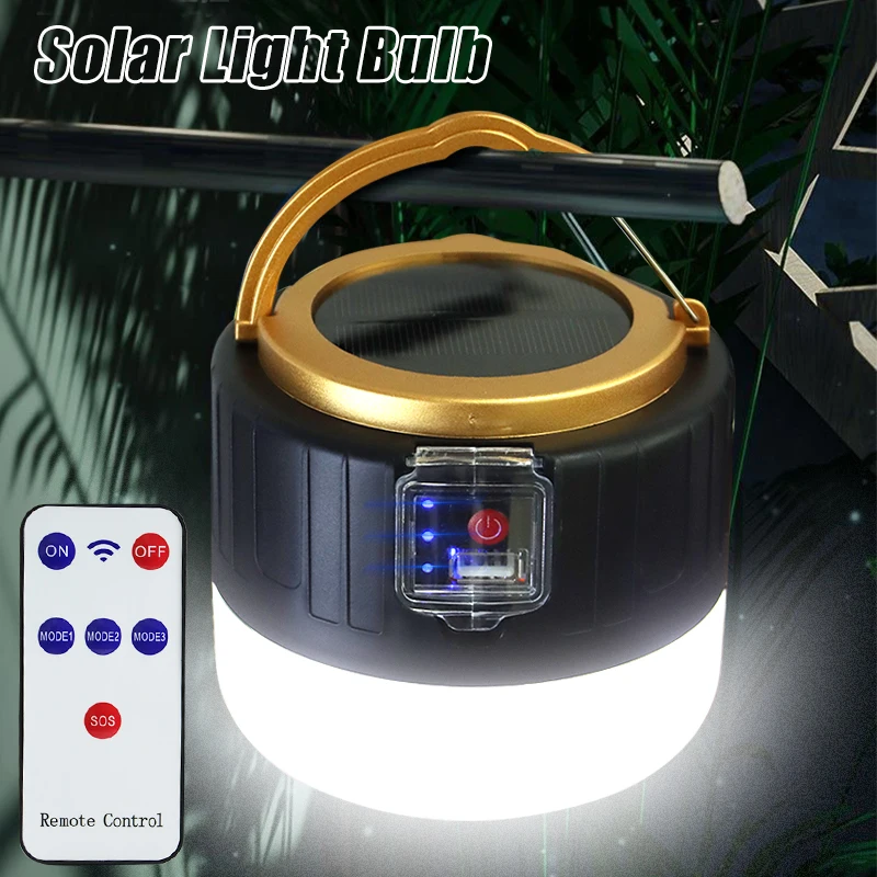 Solar LED Camping Lichter leistungs starke Not lichter Markt Energie spar lampe Fernbedienung Zelt lampe wiederauf ladbare Außen lampe