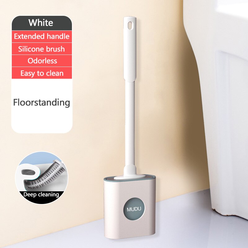 Toilet Brushes Long Handled Toilet Cleaning Brush Silicone Wc Flat Head Flexible Soft Bristles Brush Bathroom Accessories: 04