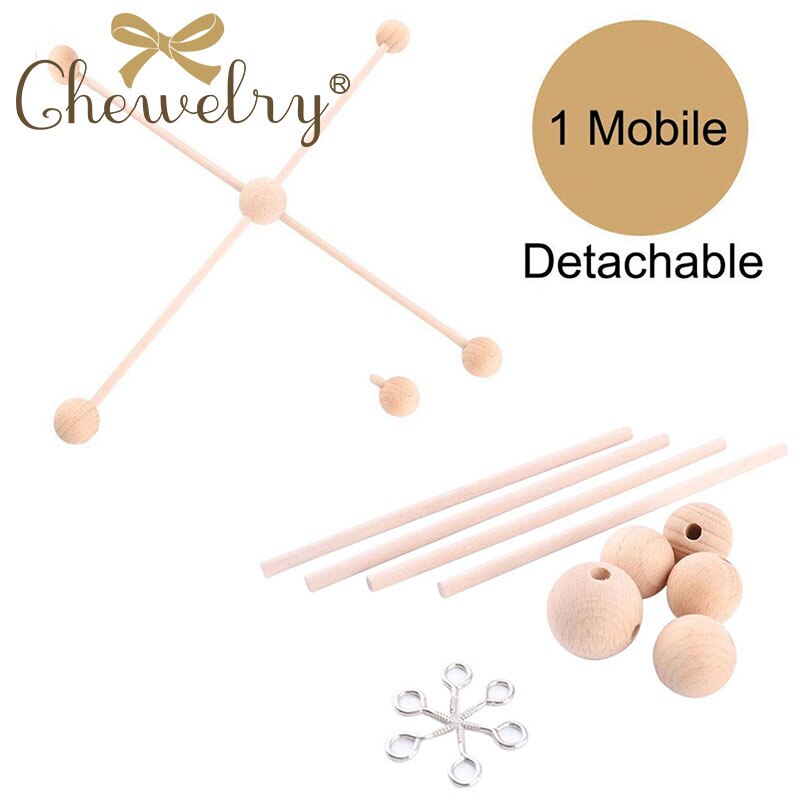 1Set Baby Mobile Crib Hanger Baby Rattles Mobile Wooden Beads Wind Chimes Bell Toys Room Bed Hanging Decor Tent Decor Props