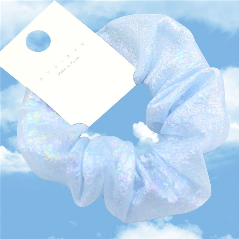 Glitter Mermaid Elastic Hair Rubber Bands Shiny Colorful Women Girls Hair Scrunchie Hair Ties Ring Rope Ponytail Holder Braiders: Mermaid Blue