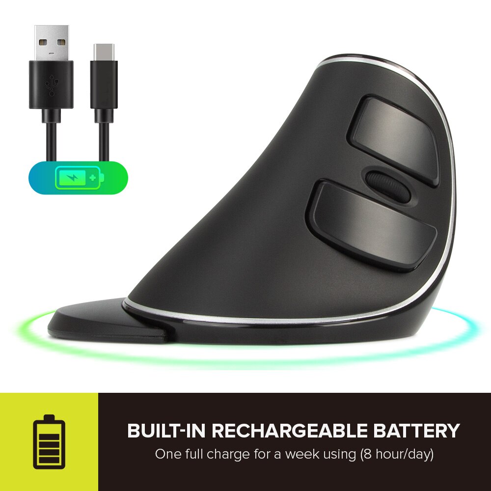 DELUX M618PD bezprzewodowa ergonomiczna mysz pionowa Bluetooth + 2.4Ghz 4000DPI akumulator 6 przycisków myszy na PC Laptop