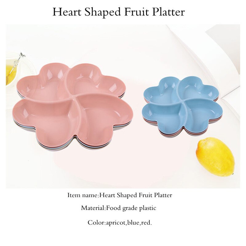 Herz Geformt Obst Platter Kreative Platten Lagerung Box Getrocknete Obst Snack Platten Unterteilt Süßigkeiten Dessert Platte Container Gerichte