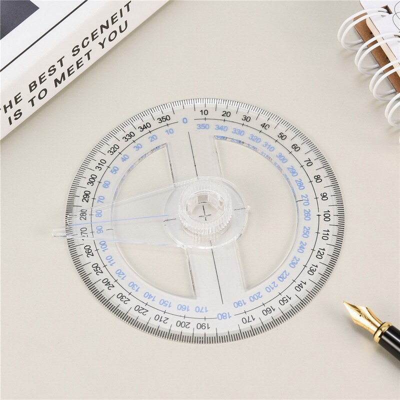 360 Degree Pointer Ruler Protractor Angle Finder Swing Arm for School Office Round Ruler 360 Degree Swing Arm Angle Finder