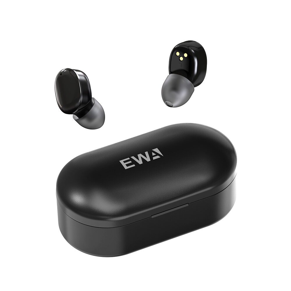EWA T300 Bauhaus StyleTWS Earbud Bluetooth 5.0 In-Ear HD Stereo Wireless Earphones with Mic waterproof earbuds: Black