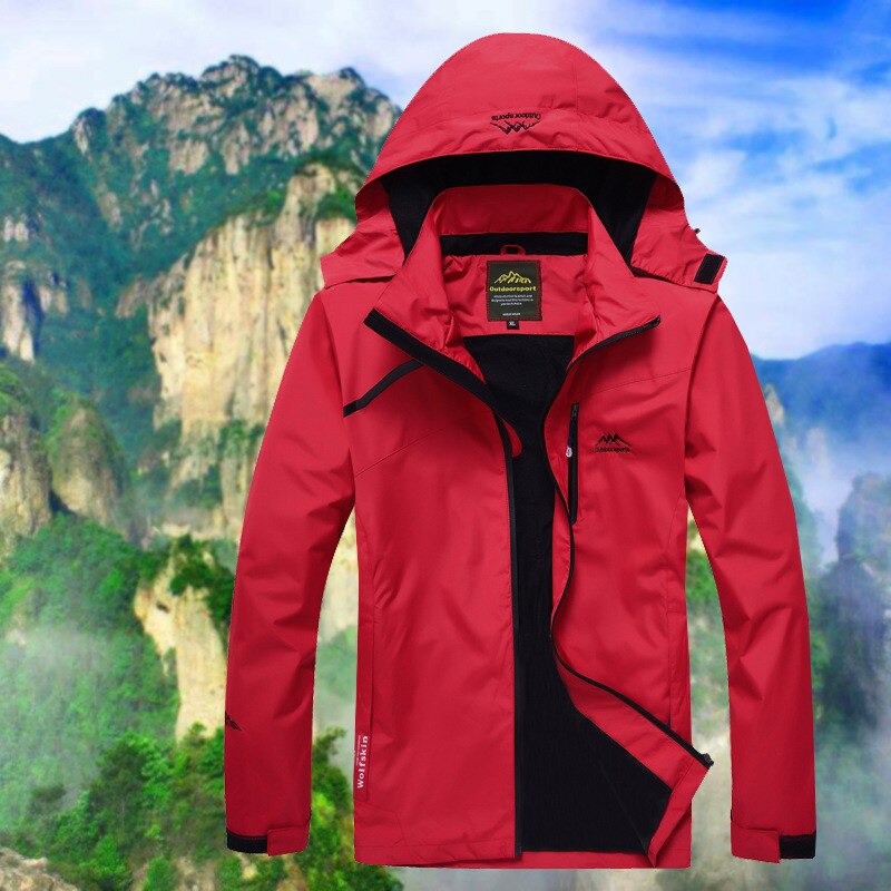 Outdoor Hiking jacket Spring autumn Women windproof waterproof thin hooded Windbreaker climbing camping Trekking Fishing coat: red / XXXL