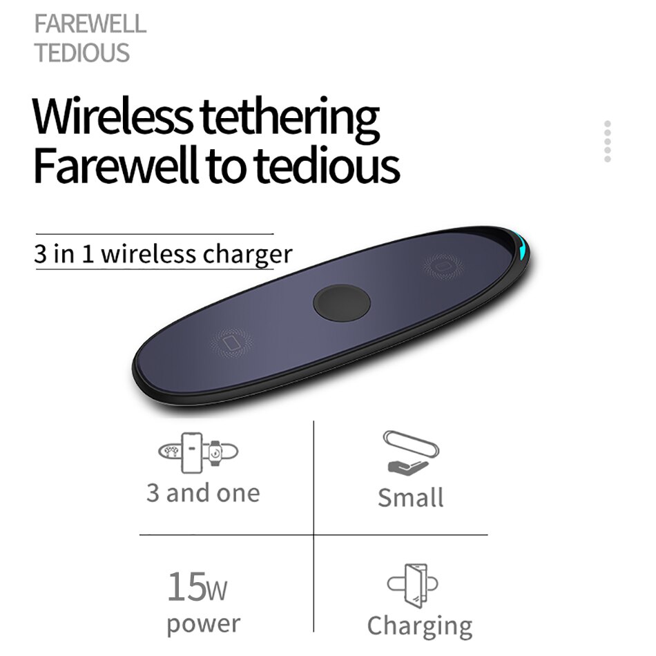 3 in115W Fast Wireless Charger For iPhone 12 11 X Xs AirPods Apple Watch 1/2/3/4/5/6 Wireless Charging Stand for Samsung Huawei