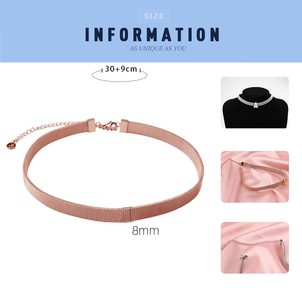 FINE4U N534 Stainless Steel Choker Necklace Adjustable Mesh Belt Necklace For Women Teen Girls DIY Jewelry Making