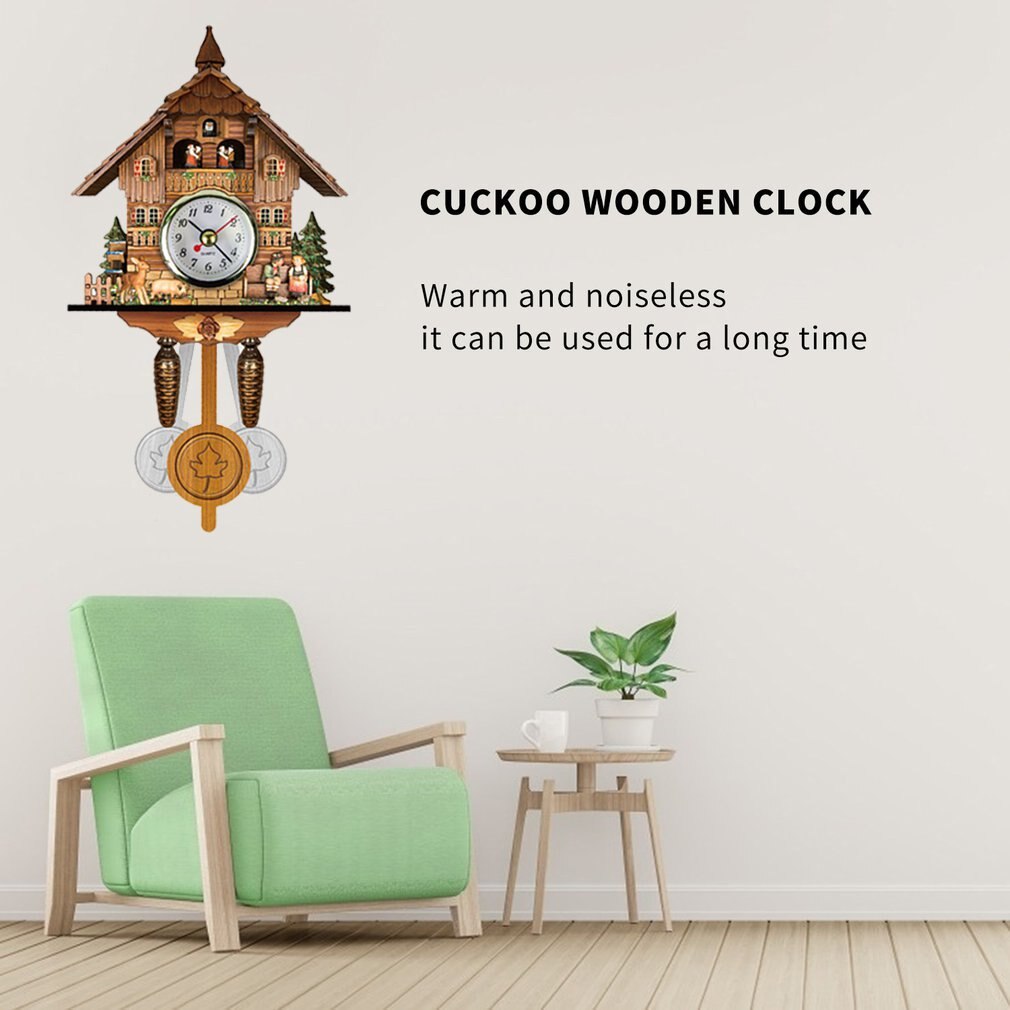 Retro Nordic style Living Room Decoration Quartz Cuckoo Clock Forest House With Moving Train With Music Home Decoration